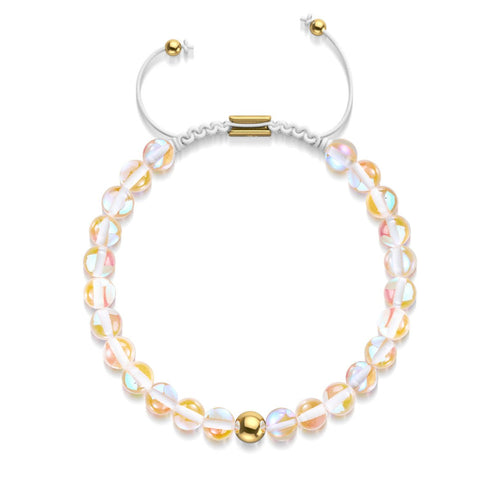 Champagne Supernova | Or | Bracelet de perles en macramé de verre Galaxy